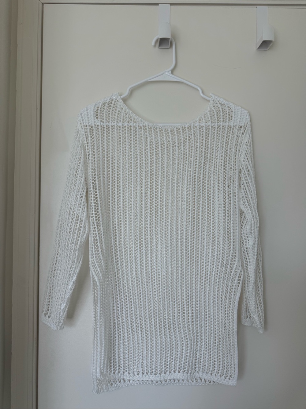 White Open Knit Swim Coverup
